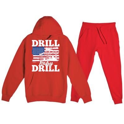 Oilfield Us Flag Drilling Oil Fracking - Drill Baby Drill Premium Hooded Sweatsuit Set