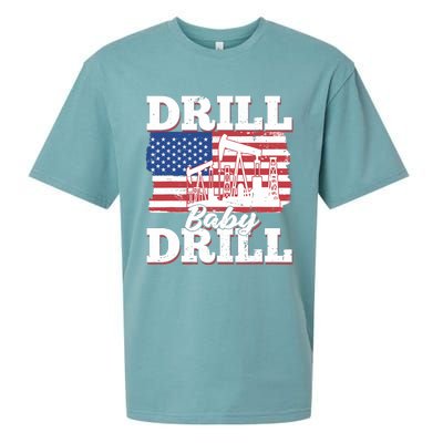 Oilfield Us Flag Drilling Oil Fracking - Drill Baby Drill Sueded Cloud Jersey T-Shirt