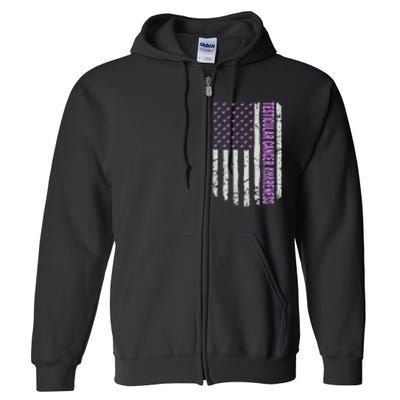 Orchid US Flag Testicular Cancer Awareness Gift Survivor Full Zip Hoodie