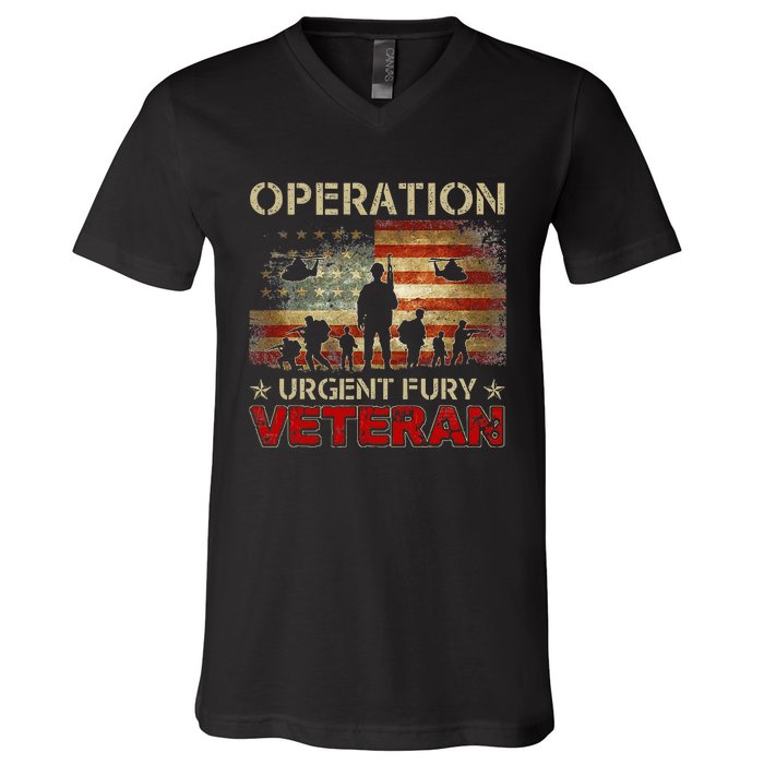 Operation Urgent Fury Combat Veteran Grenada V-Neck T-Shirt