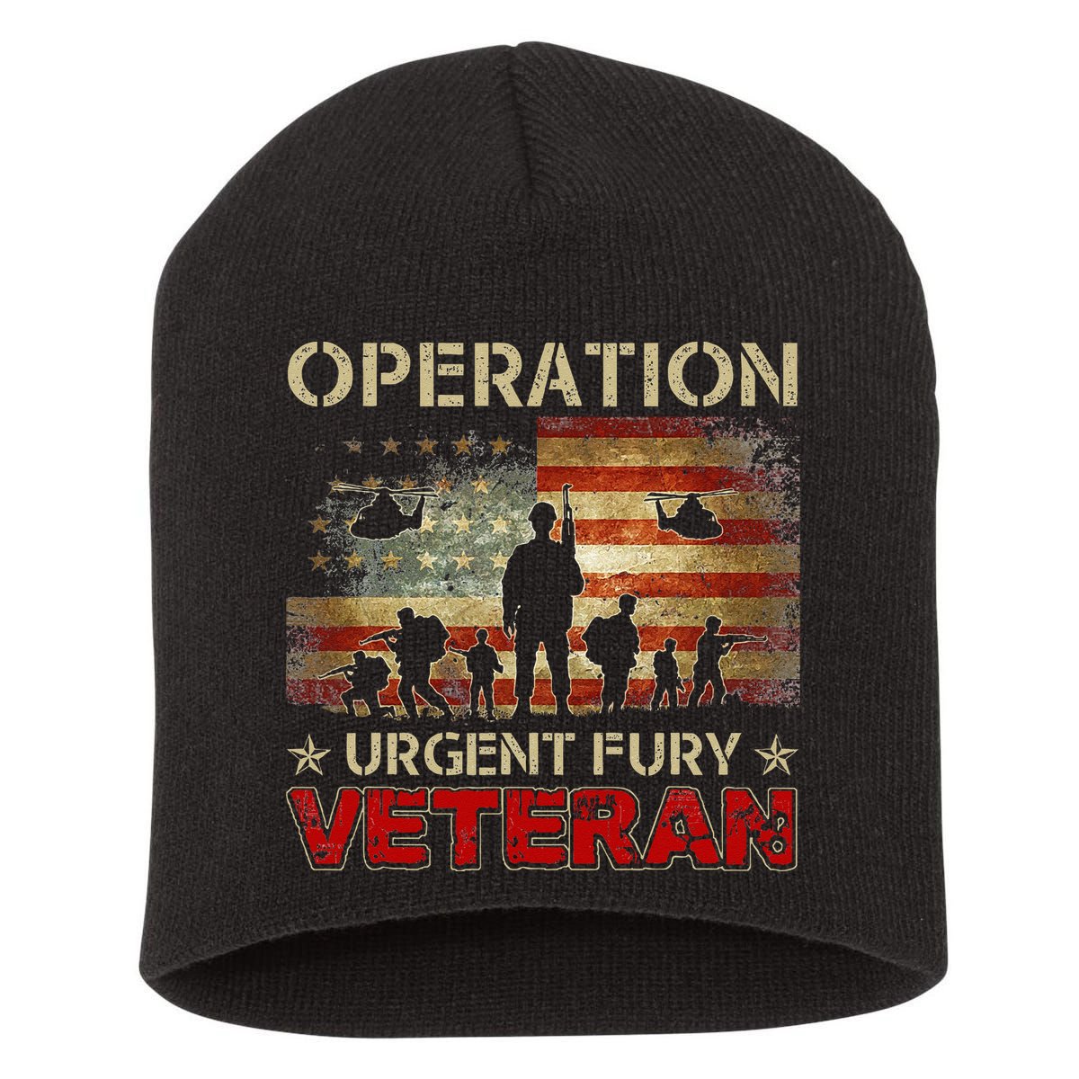 Operation Urgent Fury Combat Veteran Grenada Short Acrylic Beanie