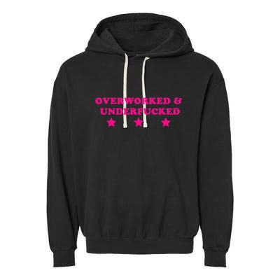 Overworked & Under Funny Meme Garment-Dyed Fleece Hoodie