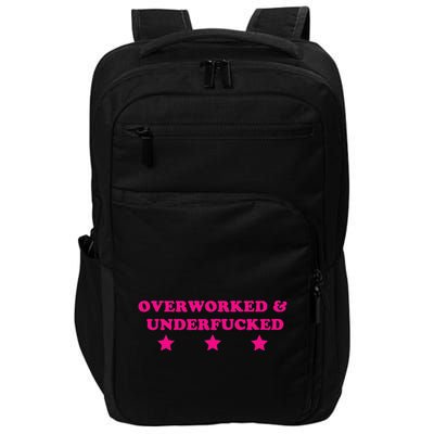 Overworked & Under Funny Meme Impact Tech Backpack
