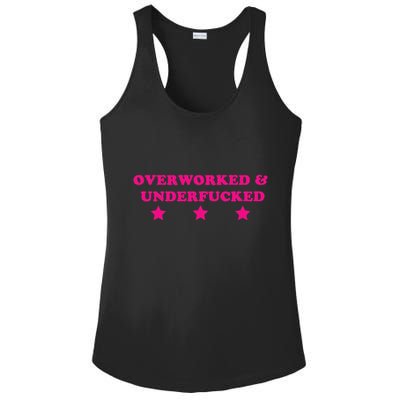 Overworked & Under Funny Meme Ladies PosiCharge Competitor Racerback Tank
