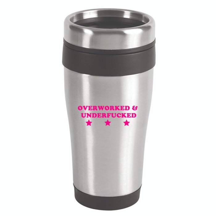 Overworked & Under Funny Meme 16oz Travel Tumbler