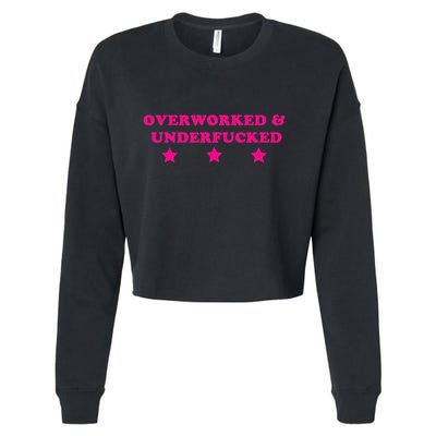 Overworked & Under Funny Meme Cropped Pullover Crew