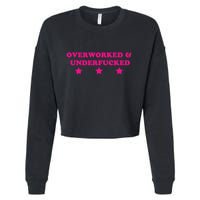 Overworked & Under Funny Meme Cropped Pullover Crew