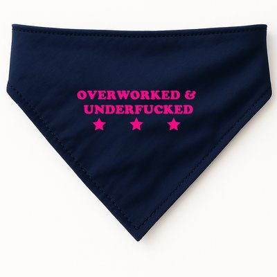 Overworked & Under Funny Meme USA-Made Doggie Bandana
