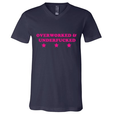 Overworked & Under Funny Meme V-Neck T-Shirt