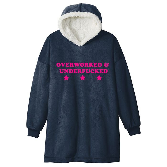 Overworked & Under Funny Meme Hooded Wearable Blanket