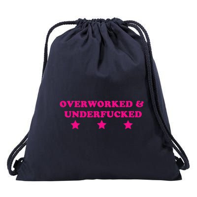 Overworked & Under Funny Meme Drawstring Bag