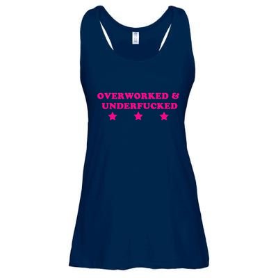 Overworked & Under Funny Meme Ladies Essential Flowy Tank