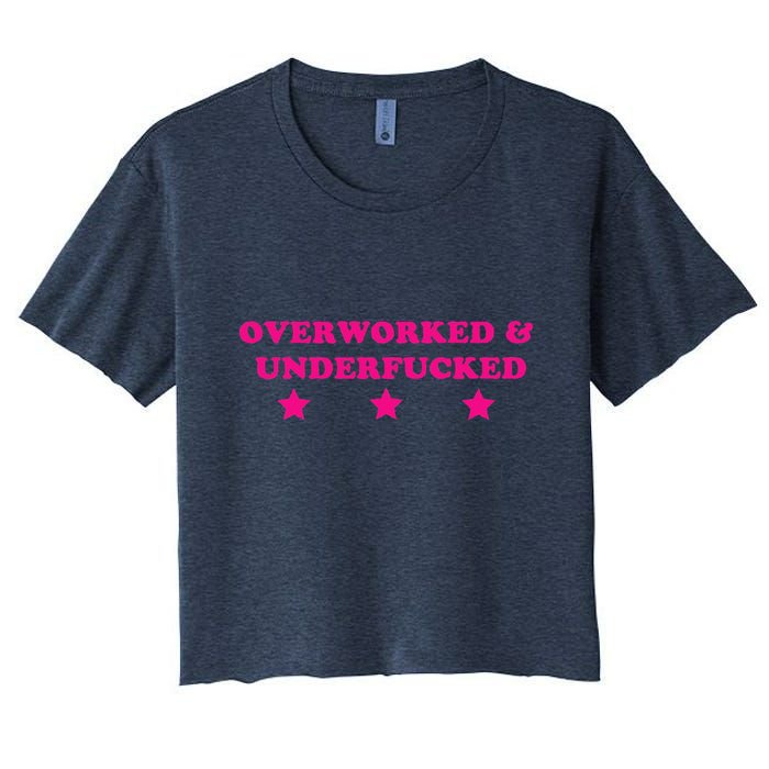 Overworked & Under Funny Meme Crop Top