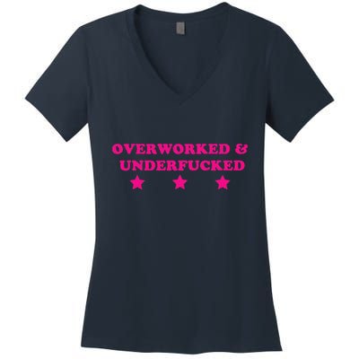 Overworked & Under Funny Meme Women's V-Neck T-Shirt