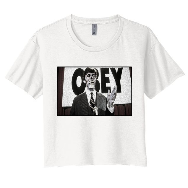 Obey Usa Freedom Funny Defy Fight 2 Crop Top