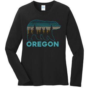 Oregon Usa Grizzly Bear Souvenir Ladies Long Sleeve Shirt