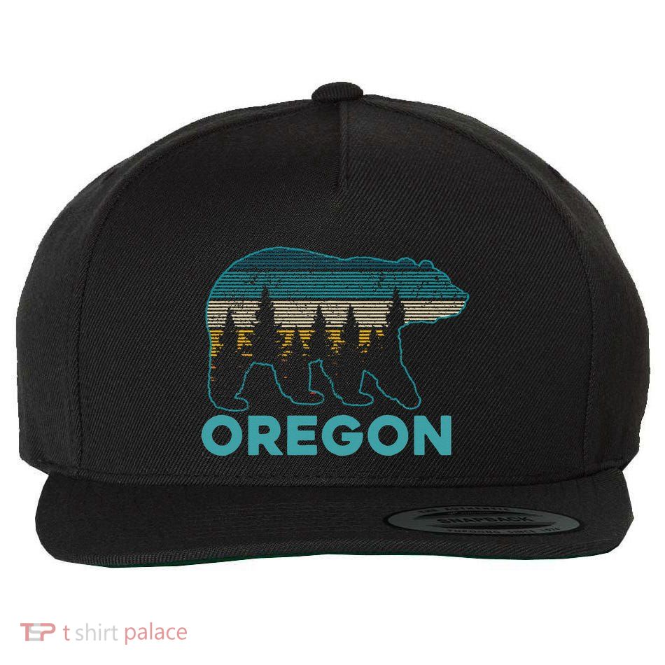 Oregon Usa Grizzly Bear Souvenir Wool Snapback Cap