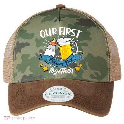 Our First Father's Day Together Baby Bottle Beer Mug Legacy Tie Dye Trucker Hat