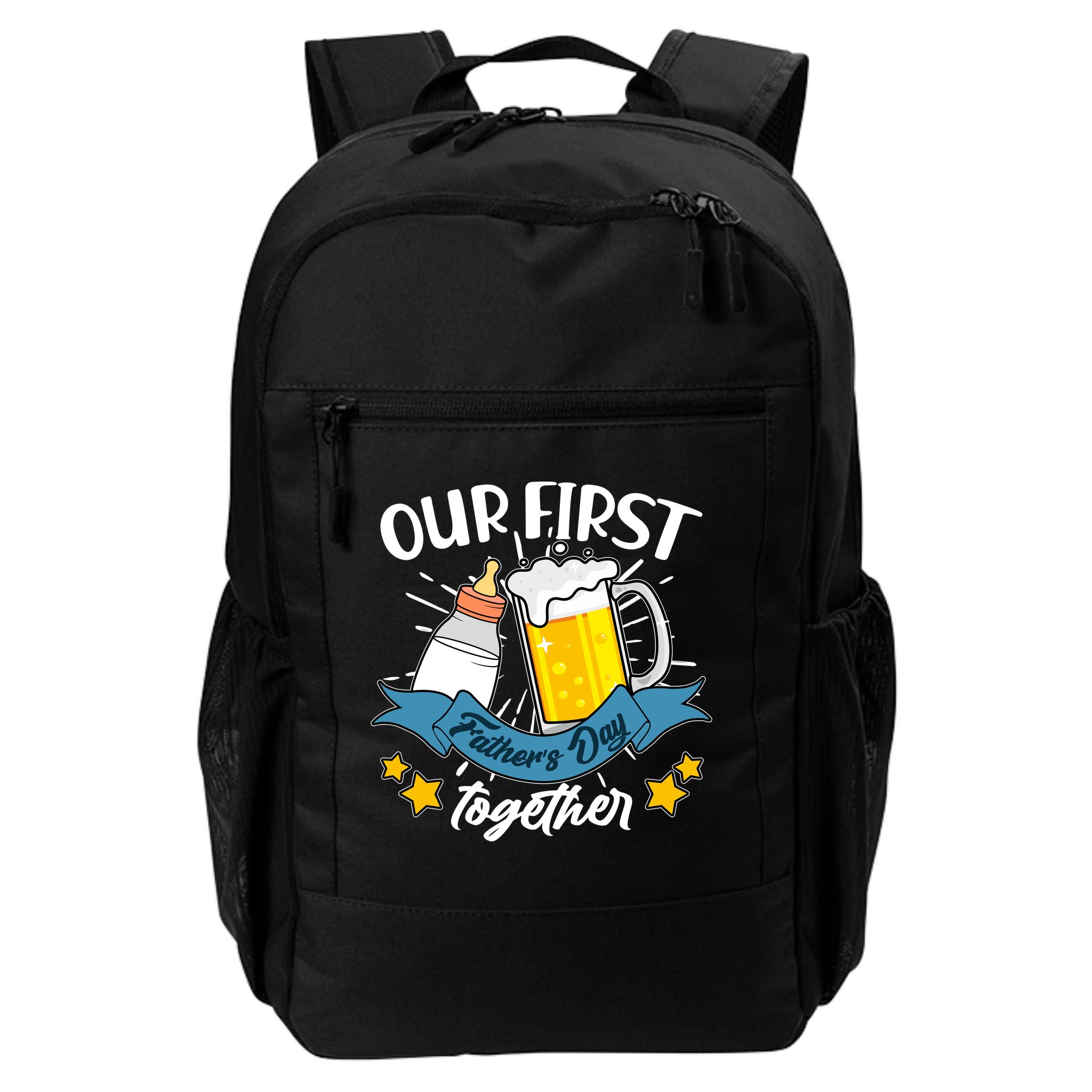 Our First Father's Day Together Baby Bottle Beer Mug Backpack