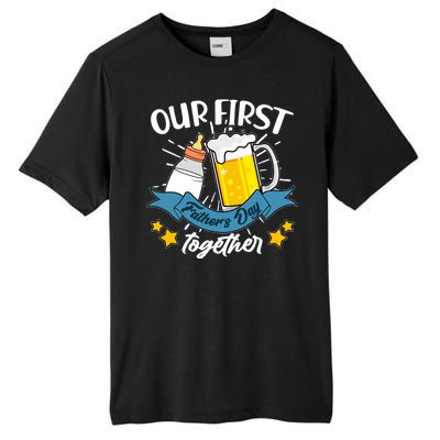 Our First Father's Day Together Baby Bottle Beer Mug Tall Fusion ChromaSoft Performance T-Shirt