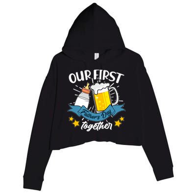 Our First Father's Day Together Baby Bottle Beer Mug Crop Fleece Hoodie