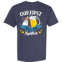 Our First Father's Day Together Baby Bottle Beer Mug Garment-Dyed Heavyweight T-Shirt