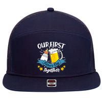 Our First Father's Day Together Baby Bottle Beer Mug 7 Panel Mesh Trucker Snapback Hat