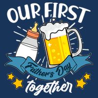 Our First Father's Day Together Baby Bottle Beer Mug 7 Panel Mesh Trucker Snapback Hat