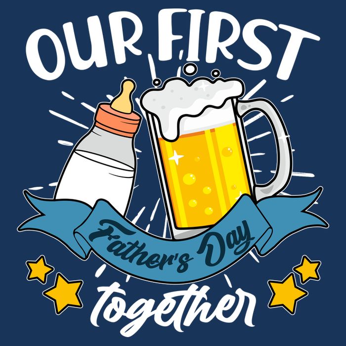 Our First Father's Day Together Baby Bottle Beer Mug 7 Panel Mesh Trucker Snapback Hat