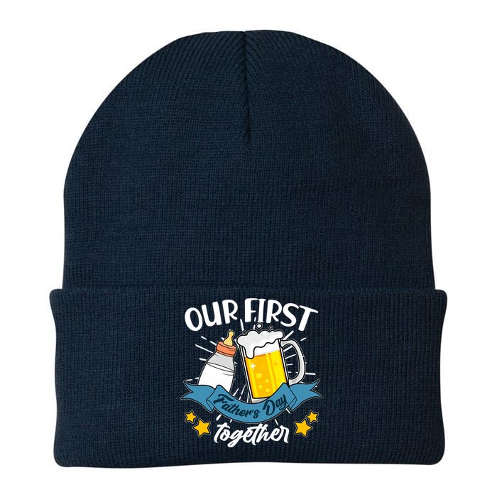 Our First Father's Day Together Baby Bottle Beer Mug Knit Cap Winter Beanie