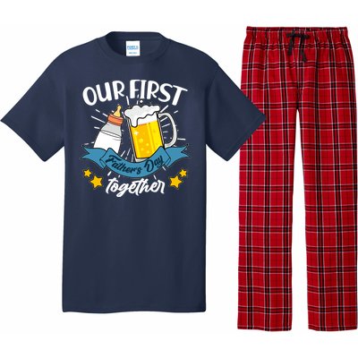 Our First Father's Day Together Baby Bottle Beer Mug Pajama Set