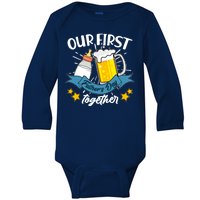 Our First Father's Day Together Baby Bottle Beer Mug Baby Long Sleeve Bodysuit