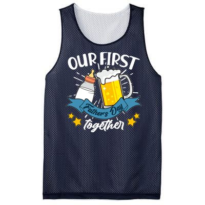 Our First Father's Day Together Baby Bottle Beer Mug Mesh Reversible Basketball Jersey Tank