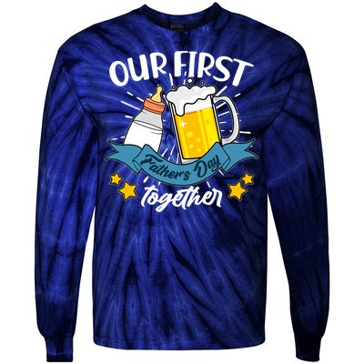 Our First Father's Day Together Baby Bottle Beer Mug Tie-Dye Long Sleeve Shirt