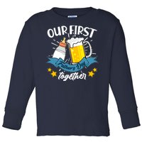 Our First Father's Day Together Baby Bottle Beer Mug Toddler Long Sleeve Shirt