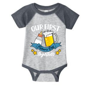 Our First Father's Day Together Baby Bottle Beer Mug Infant Baby Jersey Bodysuit