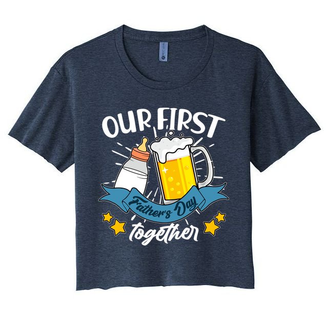 Our First Father's Day Together Baby Bottle Beer Mug Crop Top