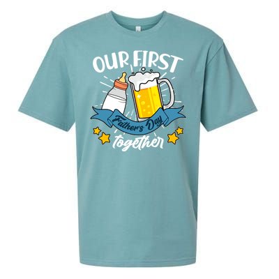 Our First Father's Day Together Baby Bottle Beer Mug Sueded Cloud Jersey T-Shirt