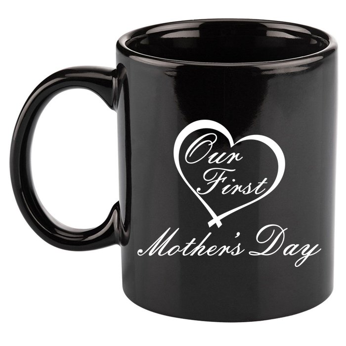 Our First Mother's Day Love Heart 11oz C Handle Ceramic Mug