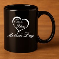 Our First Mother's Day Love Heart 11oz C Handle Ceramic Mug
