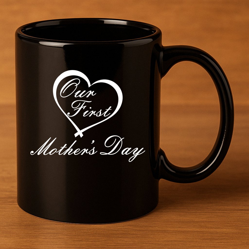 Our First Mother's Day Love Heart 11oz C Handle Ceramic Mug