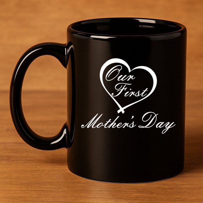 Our First Mother's Day Love Heart 11oz C Handle Ceramic Mug