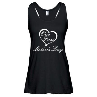 Our First Mother's Day Love Heart Ladies Essential Flowy Tank