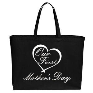 Our First Mother's Day Love Heart Cotton Canvas Jumbo Tote