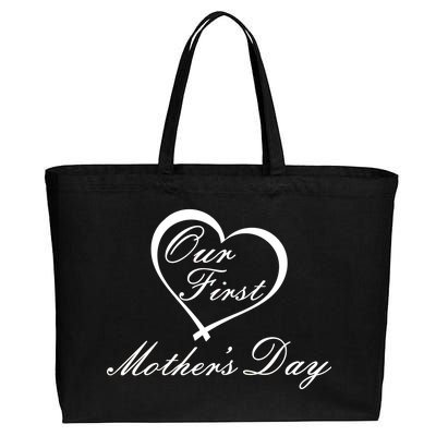 Our First Mother's Day Love Heart Cotton Canvas Jumbo Tote