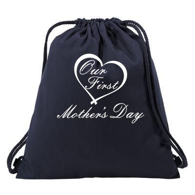 Our First Mother's Day Love Heart Drawstring Bag