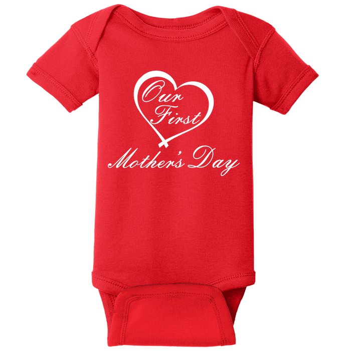 Our First Mother's Day Love Heart Baby Bodysuit