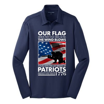 Our Flag Flies With the Last Breath of Patriots  Silk Touch Performance Long Sleeve Polo