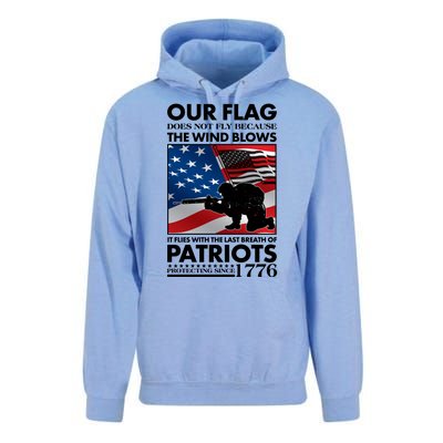 Our Flag Flies With the Last Breath of Patriots  Unisex Surf Hoodie