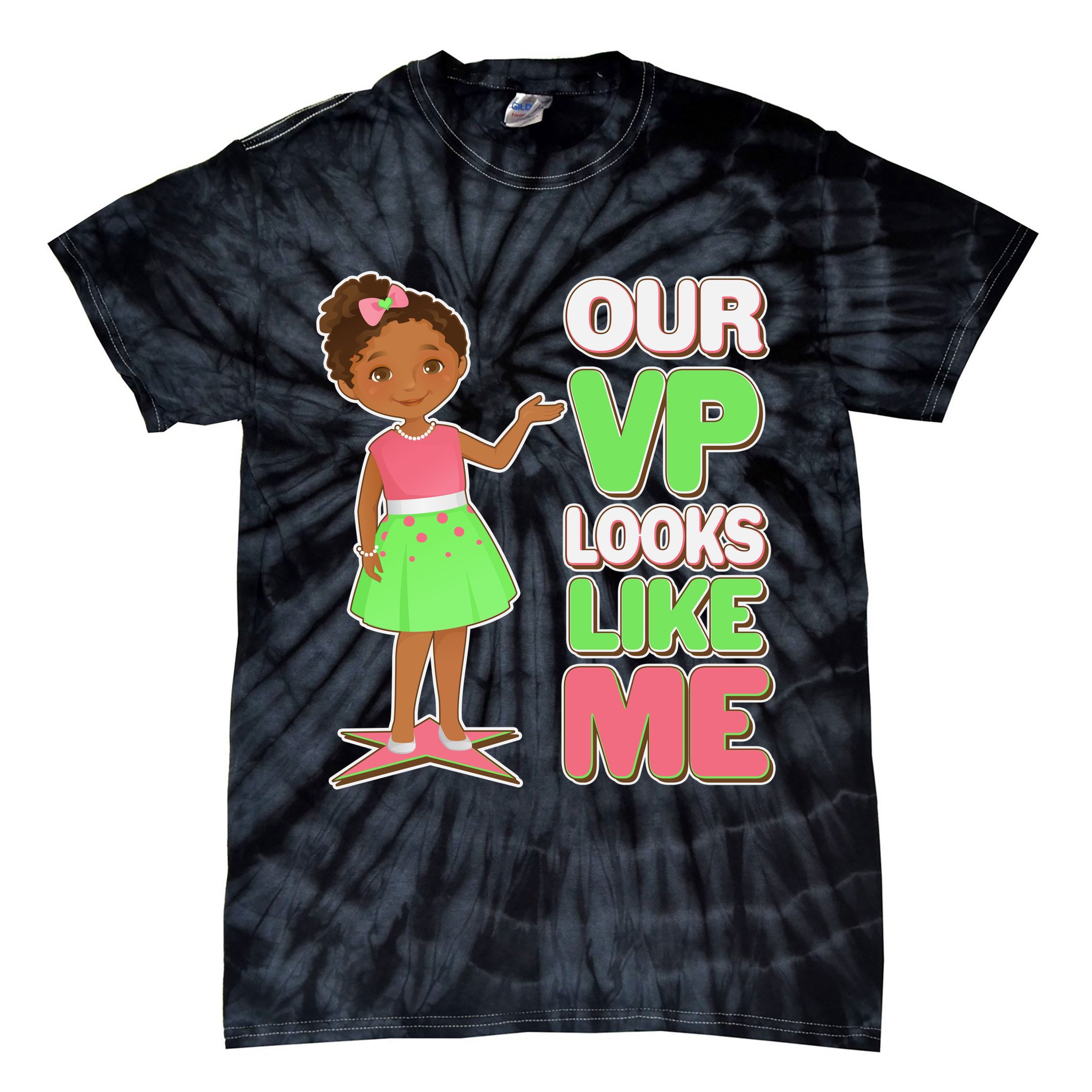 Our VP Looks Like Me Kamala Harris AKA Sorority Colors Tie-Dye T-Shirt